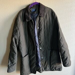 Quilted Green Joseph Abboud Men's Jacket with Brown Corduroy Collar